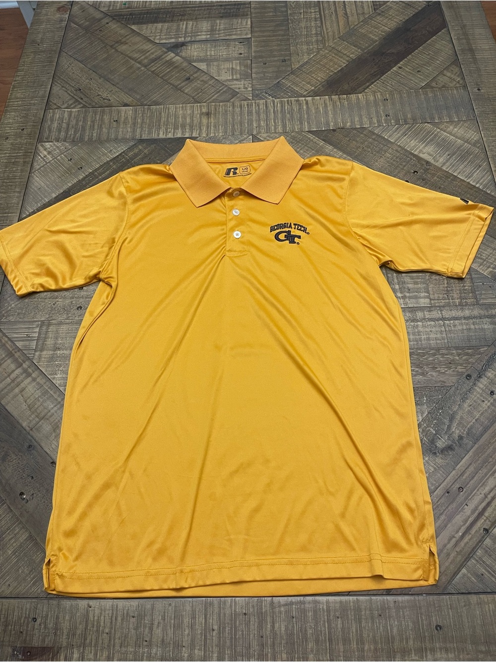 Russell Athletic Georgia Tech Yellow Jackets Polo Shirt Men’s Large L Gold GT